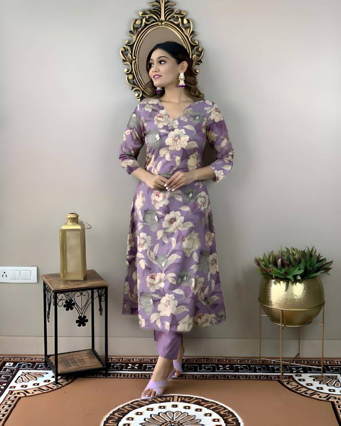 Sufiyana Ámour's Purple Cotton Blend Kurta Set
