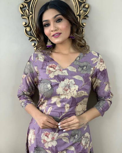 Sufiyana Ámour's Purple Cotton Blend Kurta Set