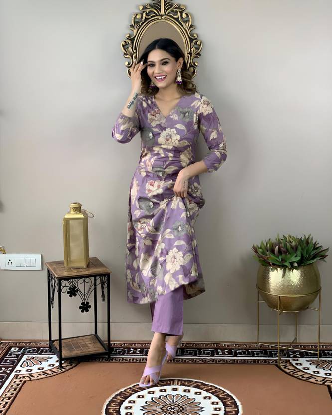 Sufiyana Ámour's Purple Cotton Blend Kurta Set