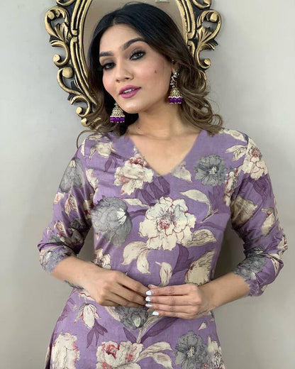 Sufiyana Ámour's Purple Cotton Blend Kurta Set