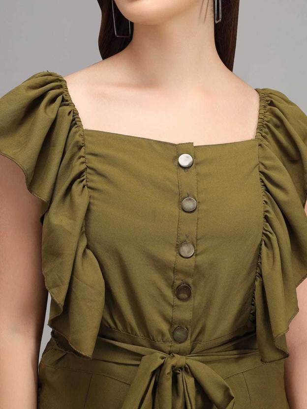 Sufiyana Ámour's Olive Green Poly Crepe Jumpsuit