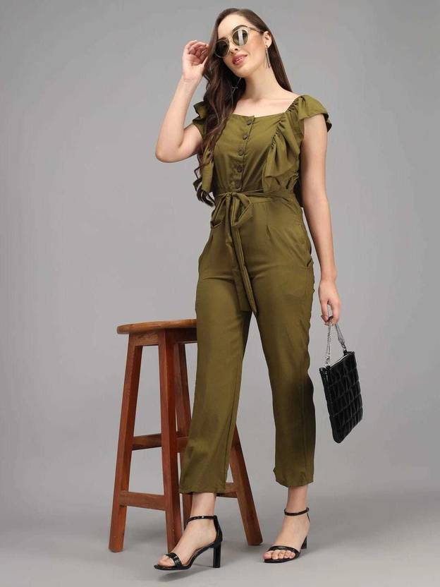 Sufiyana Ámour's Olive Green Poly Crepe Jumpsuit