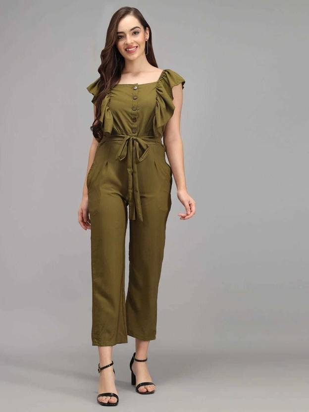 Sufiyana Ámour's Olive Green Poly Crepe Jumpsuit