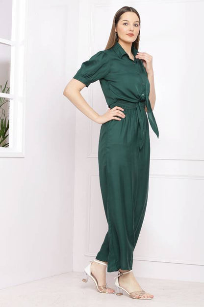 Sufiyana Ámour's Deep Green Crepe Jumpsuit