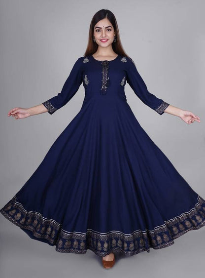 Sufiyana Ámour's Navy Blue Rayon Anarkali Dress