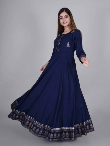 Sufiyana Ámour's Navy Blue Rayon Anarkali Dress
