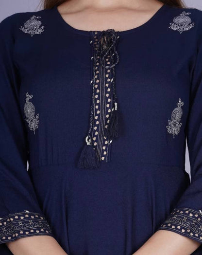Sufiyana Ámour's Navy Blue Rayon Anarkali Dress