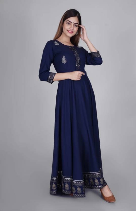 Sufiyana Ámour's Navy Blue Rayon Anarkali Dress