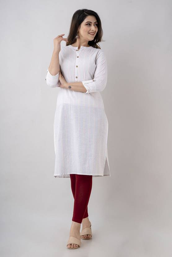Sufiyana Ámour's Off-White Multi-Threaded Striped Kurti
