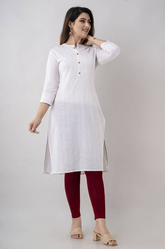 Sufiyana Ámour's Off-White Multi-Threaded Striped Kurti