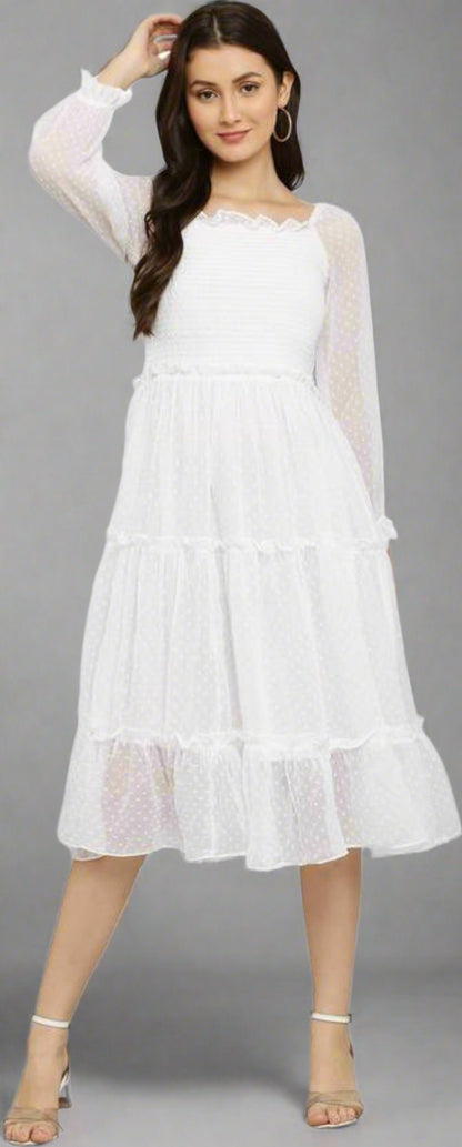 Sufiyana Ámour's White Georgette Dress for Females