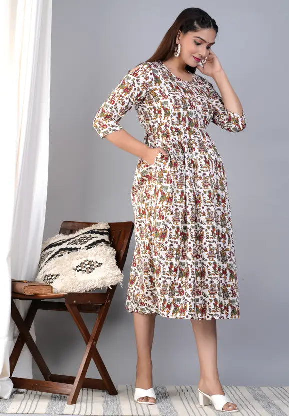 Sufiyana Ámour's White Printed Rayon Anarkali Kurta for Females
