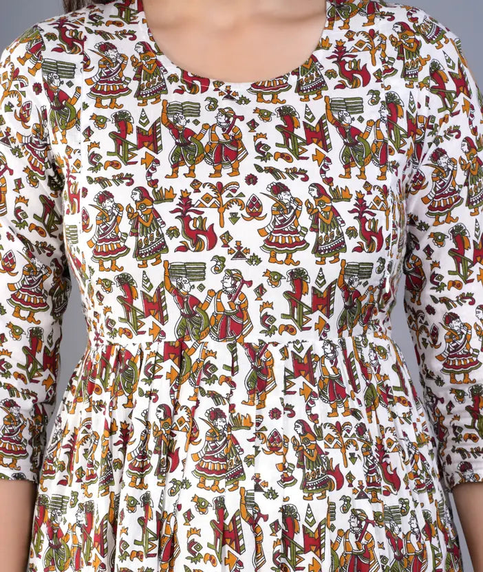 Sufiyana Ámour's White Printed Rayon Anarkali Kurta for Females