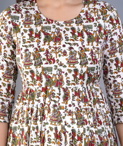 Sufiyana Ámour's White Printed Rayon Anarkali Kurta for Females
