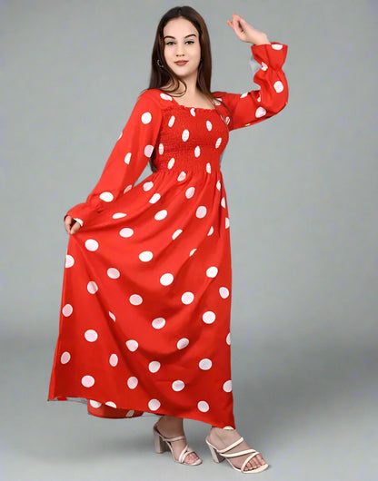 Sufiyana Ámour's Vibrant Red Crepe Gown for Females