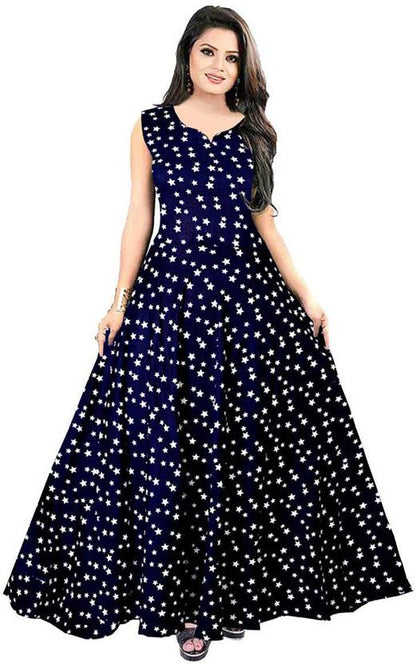 Sufiyana Ámour's Navy Blue Star Printed Long Anarkali Kurta for Females
