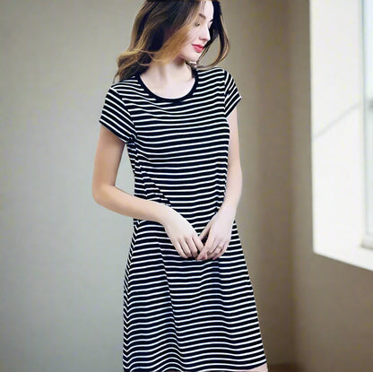 Sufiyana Ámour's Black and White Striped Cotton Dress