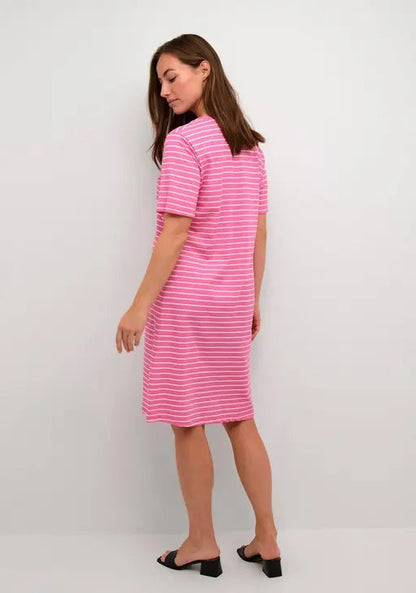 Sufiyana Ámour's Pink Striped Cotton Blend Dress for Females