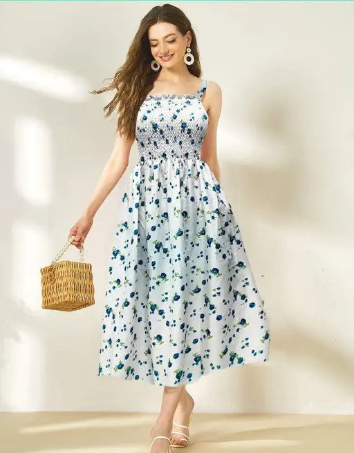 Sufiyana Ámour's White Floral Crepe Dress for Females