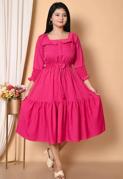 Sufiyana Ámour's Vibrant Pink Cotton Blend Dress