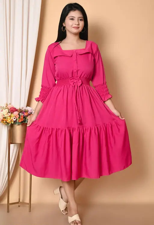 Sufiyana Ámour's Vibrant Pink Cotton Blend Dress