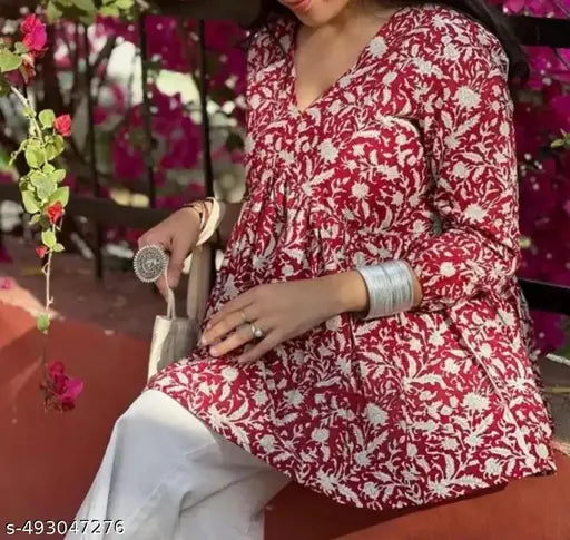 Sufiyana Ámour's Deep Pink Floral Paisley Viscose Rayon Ethnic Top for Women