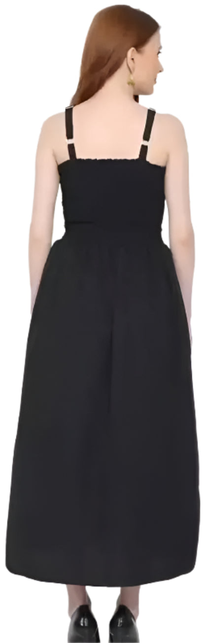 Sufiyana Ámour's Black Midi Dress with White Denim Jacket Set for Women