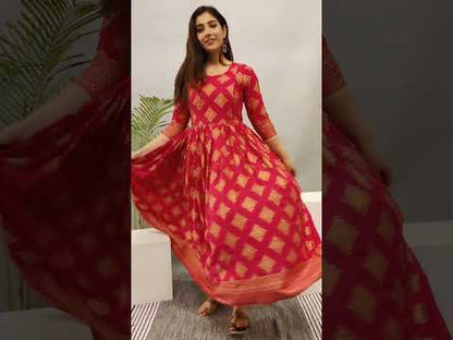 Sufiyana Ámour's Fuchsia Pink Floral Anarkali Kurta for Females