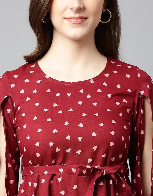 Sufiyana Ámour's Elegant Deep Red Crepe Top for Females