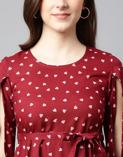 Sufiyana Ámour's Elegant Deep Red Crepe Top for Females
