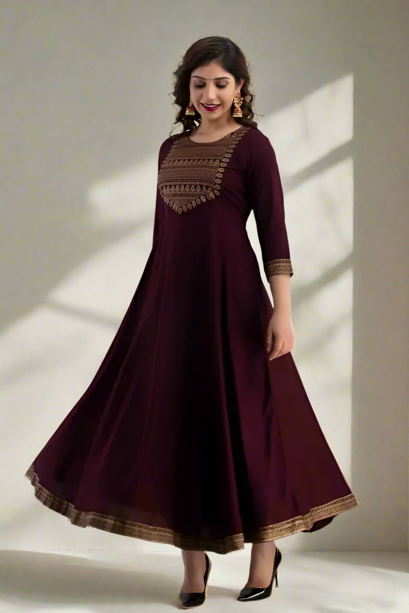 Sufiyana Ámour's Maroon Printed Flared Kurta for Females