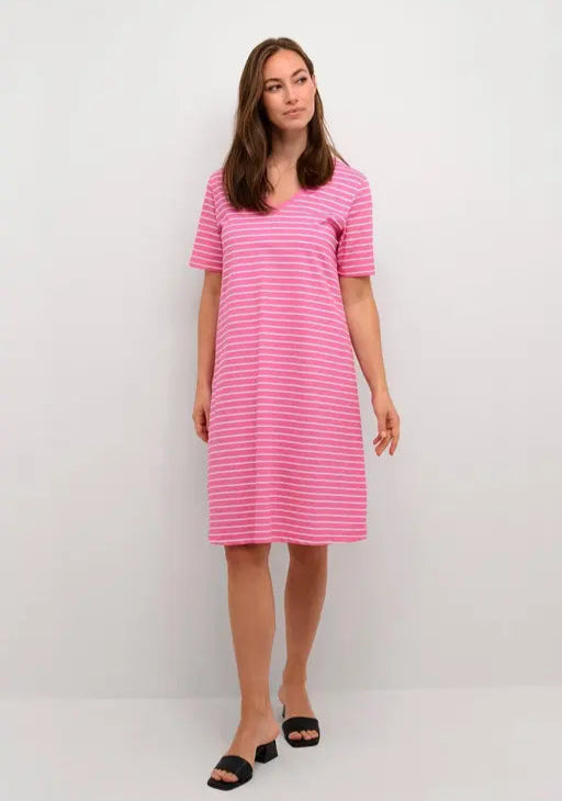Sufiyana Ámour's Pink Striped Cotton Blend Dress for Females