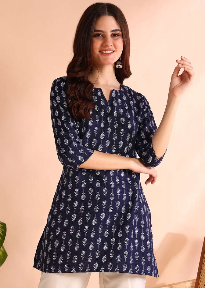 Sufiyana Ámour's Navy Blue Rayon Top for Females
