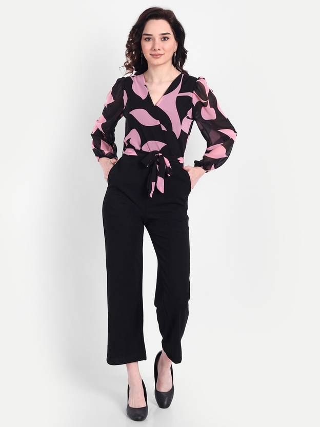 Sufiyana Ámour's Black and Pink Georgette Jumpsuit