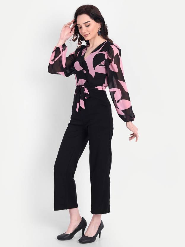 Sufiyana Ámour's Black and Pink Georgette Jumpsuit