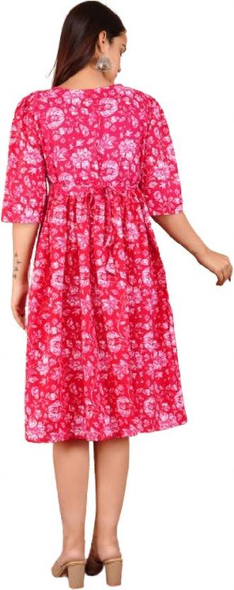 Sufiyana Ámour's Vibrant Pink Rayon Dress for Females