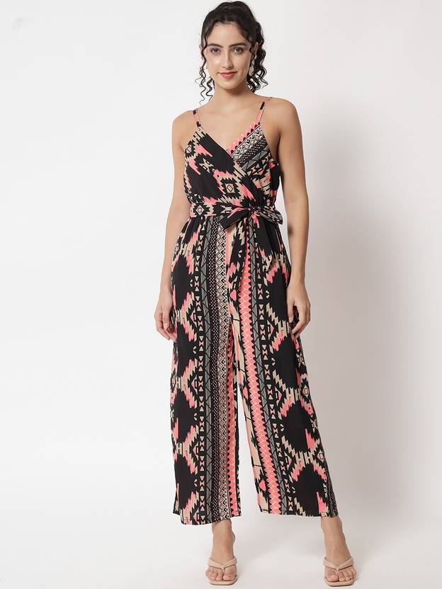 Sufiyana Ámour's Black and Pink Crepe Jumpsuit