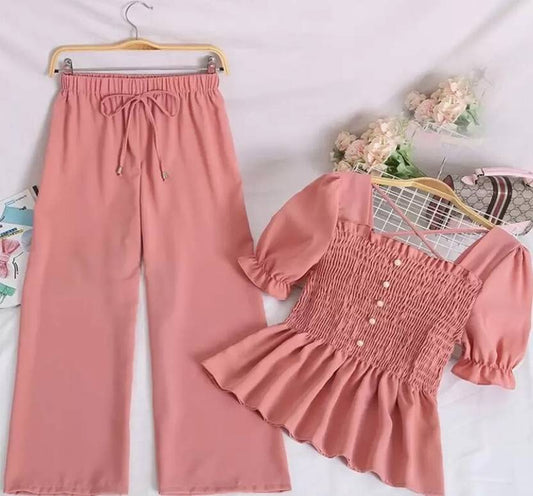 Sufiyana Ámour's Peach Two-Piece Poly Crepe Jumpsuit