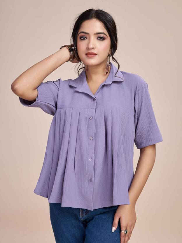 Sufiyana Ámour's Lavender Peplum Crepe Crop Top for Women