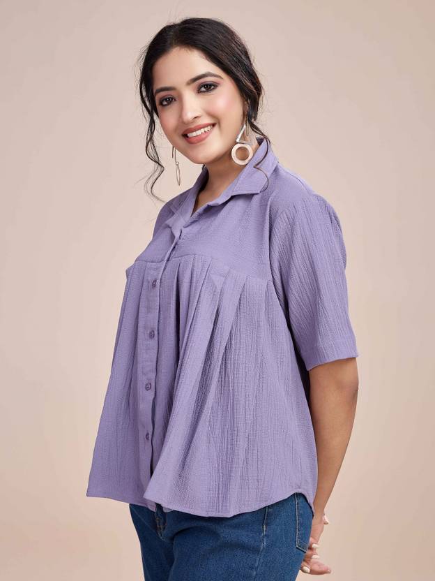 Sufiyana Ámour's Lavender Peplum Crepe Crop Top for Women