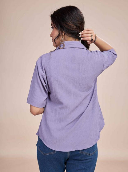 Sufiyana Ámour's Lavender Peplum Crepe Crop Top for Women