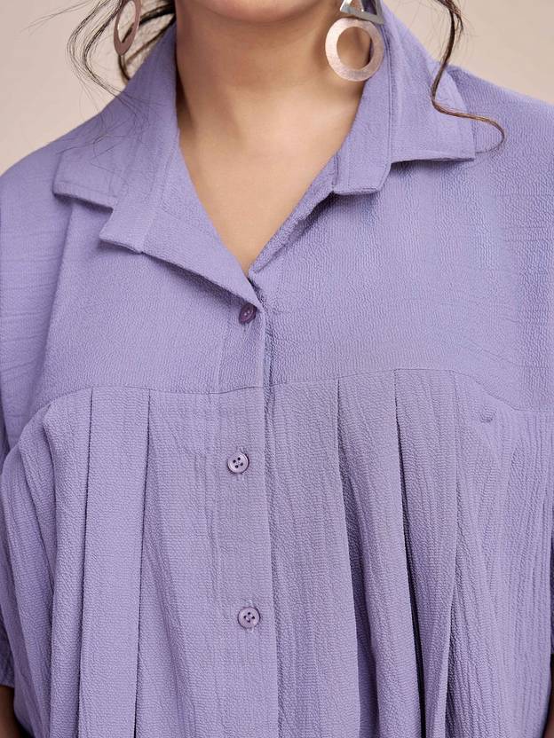 Sufiyana Ámour's Lavender Peplum Crepe Crop Top for Women