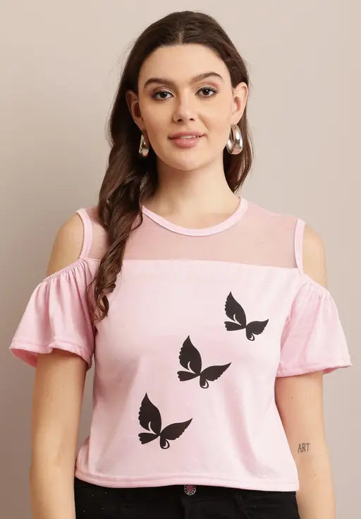 Sufiyana Ámour's Pink Cotton Blend Top for Females