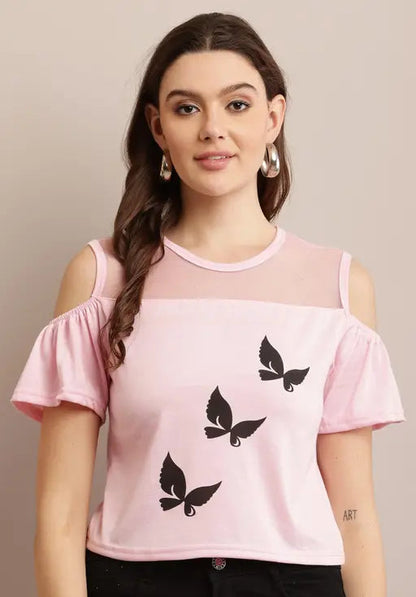 Sufiyana Ámour's Pink Cotton Blend Top for Females