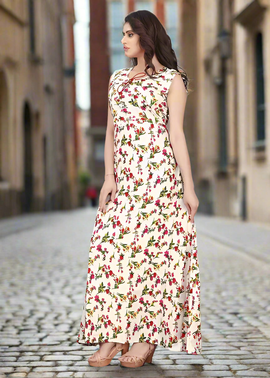 Sufiyana Ámour's White Crepe Maxi Dress for Females