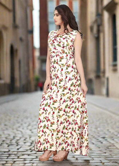 Sufiyana Ámour's White Crepe Maxi Dress for Females