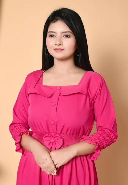 Sufiyana Ámour's Vibrant Pink Cotton Blend Dress