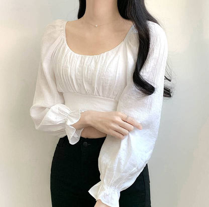 Sufiyana Ámour's White Tie-Back Bow Cotton Blend Crop Top for Women