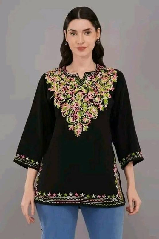 Sufiyana Ámour's Kashmiri Handmade Embroidered Short Top&nbsp;