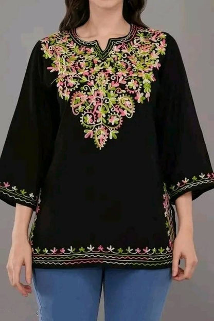 Sufiyana Ámour's Kashmiri Handmade Embroidered Short Top&nbsp;